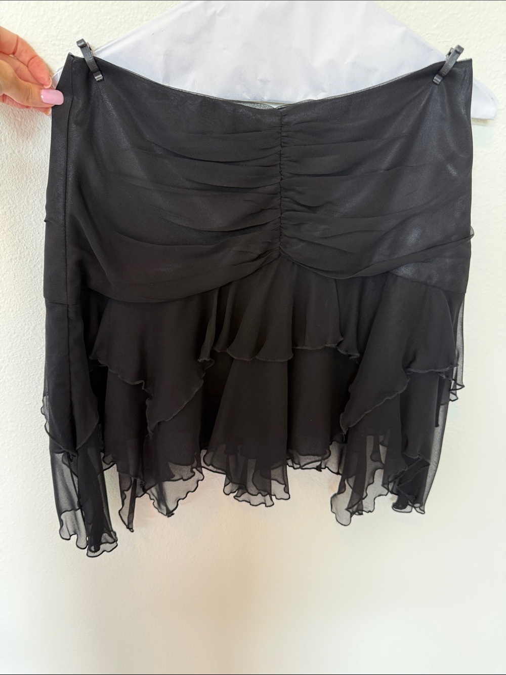 ABS Allen Schwartz Black Asymmetrical Ruffle Mini Skirt